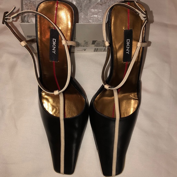 DKNY Black/White Slingback Pump-Size 8 1/2B - Picture 1 of 3